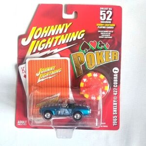 2005 Johnny Lightning " Poker" #7 1965 Shelby 427 Blue Cobra Car with Poker Chip